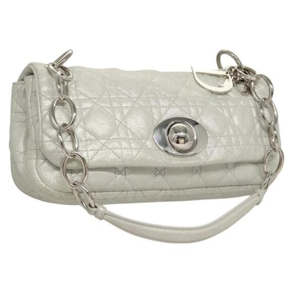 Christian Dior Canage Chain Shoulder Bag Leather Silver - Picture 1 of 16